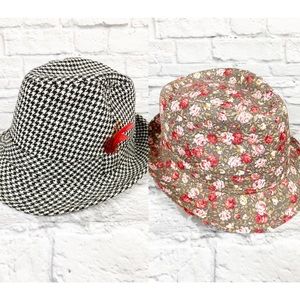 Two Fedoras Houndstooth and Floral